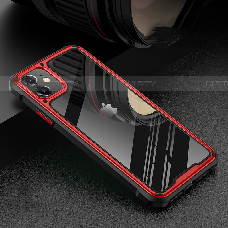 Coque Rebord Bumper Luxe Aluminum Metal Miroir 360 Degres Housse Etui Aimant T05 pour Apple iPhone 11 Rouge Plus