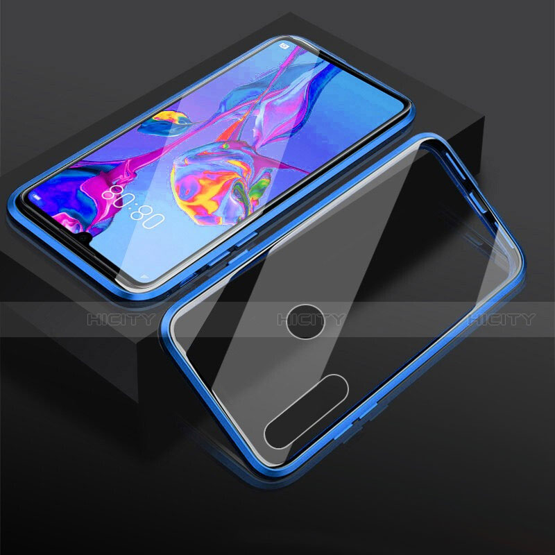 Coque Rebord Bumper Luxe Aluminum Metal Miroir 360 Degres Housse Etui Aimant T05 pour Huawei Honor 10i Bleu Plus