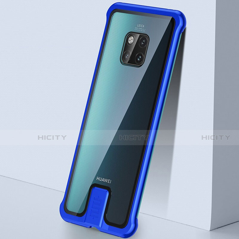 Coque Rebord Bumper Luxe Aluminum Metal Miroir 360 Degres Housse Etui Aimant T05 pour Huawei Mate 20 Pro Bleu Plus