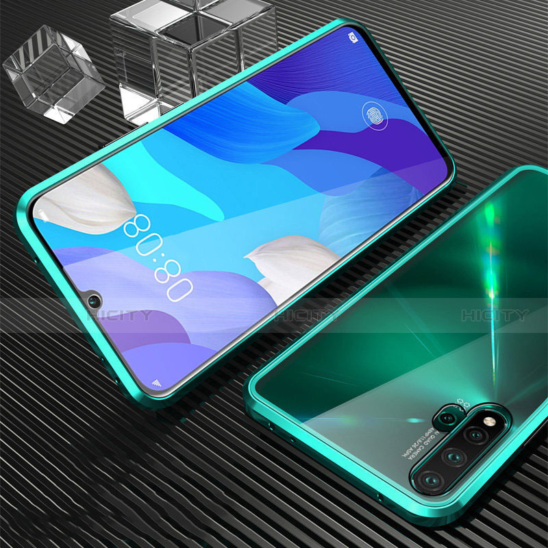 Coque Rebord Bumper Luxe Aluminum Metal Miroir 360 Degres Housse Etui Aimant T05 pour Huawei Nova 5 Pro Cyan Plus