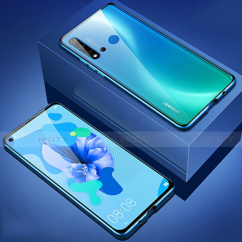 Coque Rebord Bumper Luxe Aluminum Metal Miroir 360 Degres Housse Etui Aimant T05 pour Huawei Nova 5i Bleu Plus