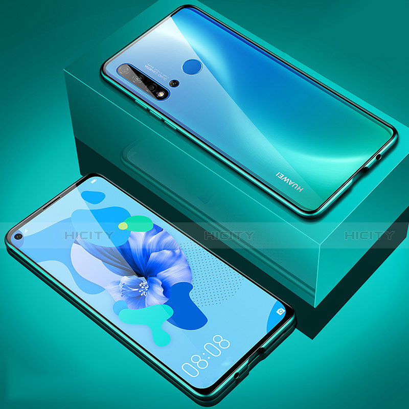 Coque Rebord Bumper Luxe Aluminum Metal Miroir 360 Degres Housse Etui Aimant T05 pour Huawei P20 Lite (2019) Cyan Plus