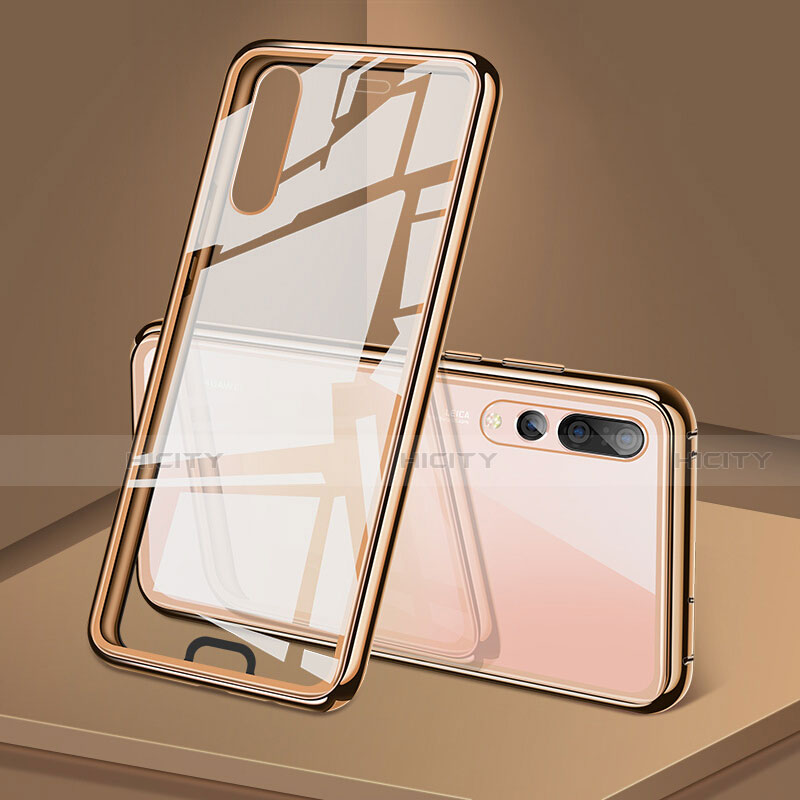 Coque Rebord Bumper Luxe Aluminum Metal Miroir 360 Degres Housse Etui Aimant T05 pour Huawei P20 Pro Or Plus