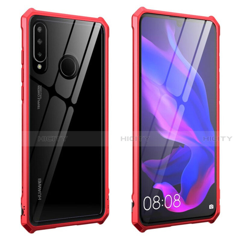 Coque Rebord Bumper Luxe Aluminum Metal Miroir 360 Degres Housse Etui Aimant T05 pour Huawei P30 Lite New Edition Rouge Plus