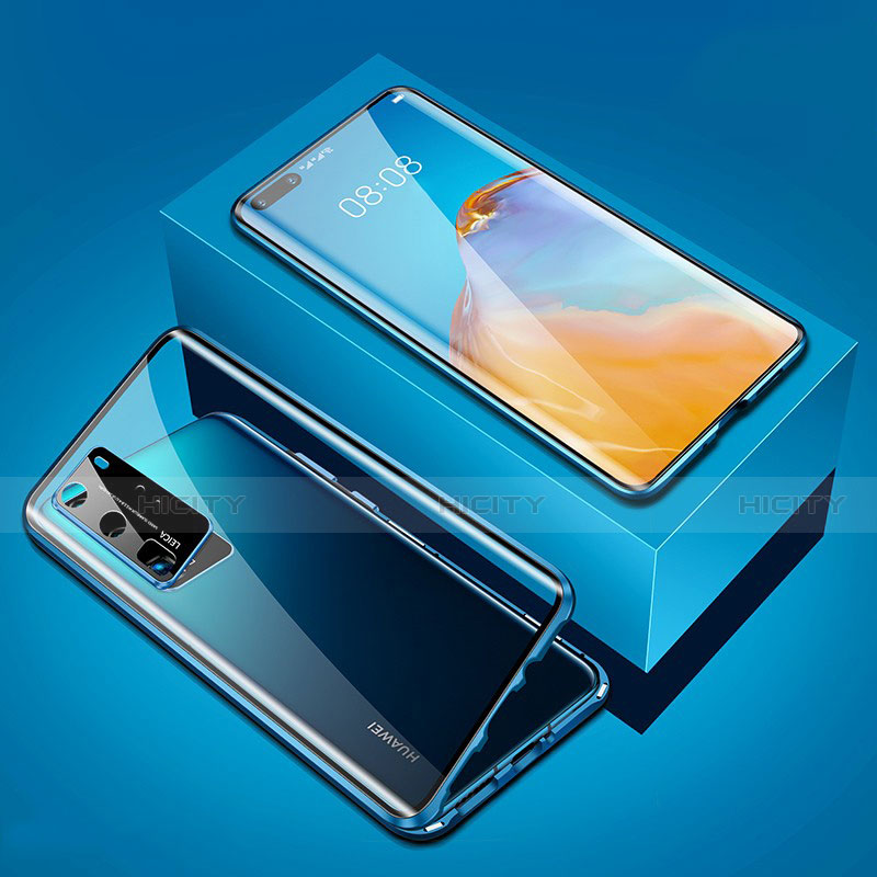 Coque Rebord Bumper Luxe Aluminum Metal Miroir 360 Degres Housse Etui Aimant T05 pour Huawei P40 Pro Plus