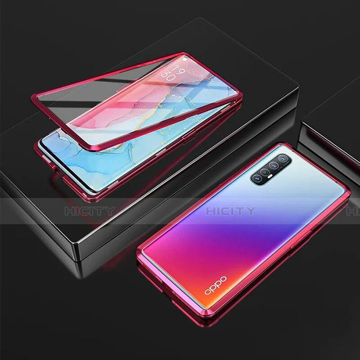 Coque Rebord Bumper Luxe Aluminum Metal Miroir 360 Degres Housse Etui Aimant T05 pour Oppo Find X2 Neo Plus