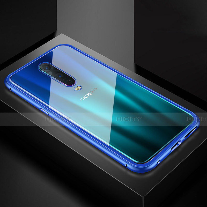 Coque Rebord Bumper Luxe Aluminum Metal Miroir 360 Degres Housse Etui Aimant T05 pour Oppo R17 Pro Bleu Plus