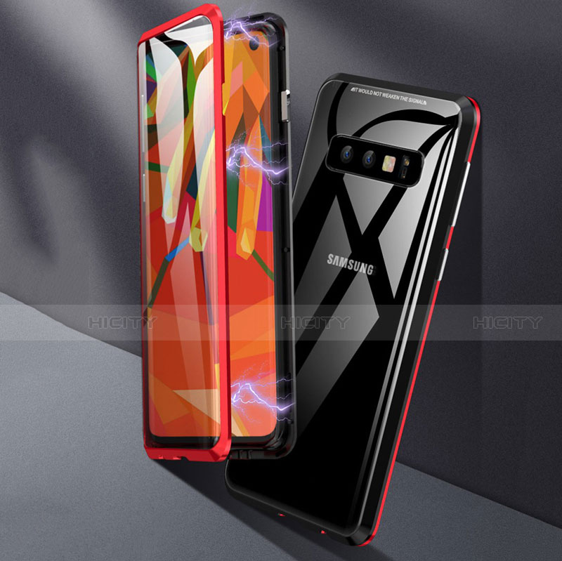 Coque Rebord Bumper Luxe Aluminum Metal Miroir 360 Degres Housse Etui Aimant T05 pour Samsung Galaxy S10 Plus