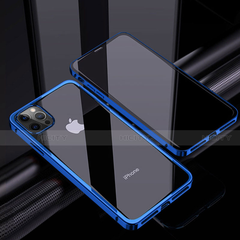 Coque Rebord Bumper Luxe Aluminum Metal Miroir 360 Degres Housse Etui Aimant T06 pour Apple iPhone 12 Pro Max Plus