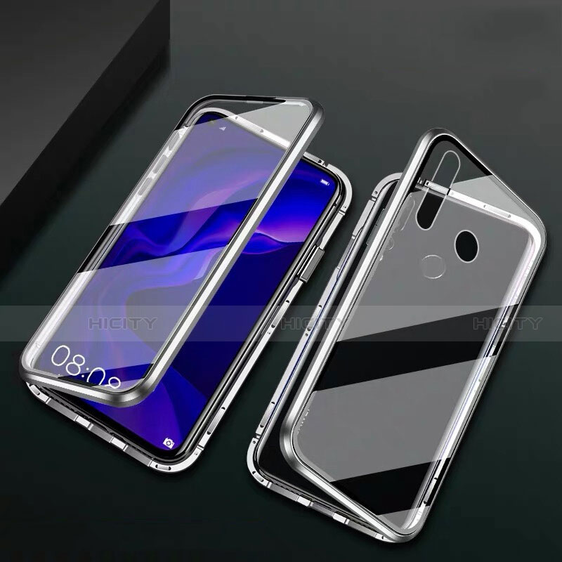 Coque Rebord Bumper Luxe Aluminum Metal Miroir 360 Degres Housse Etui Aimant T06 pour Huawei Nova 4e Argent Plus