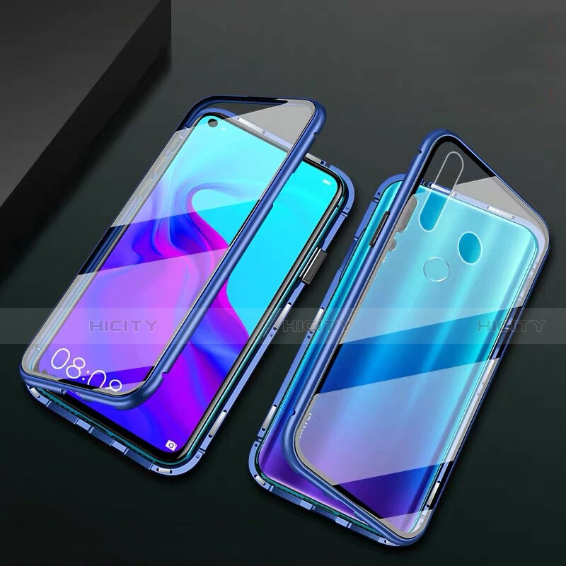 Coque Rebord Bumper Luxe Aluminum Metal Miroir 360 Degres Housse Etui Aimant T06 pour Huawei Nova 4e Bleu Plus