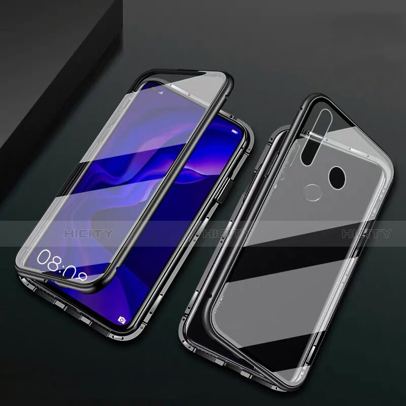 Coque Rebord Bumper Luxe Aluminum Metal Miroir 360 Degres Housse Etui Aimant T06 pour Huawei Nova 4e Noir Plus