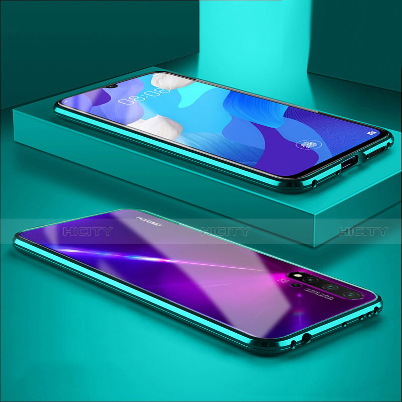 Coque Rebord Bumper Luxe Aluminum Metal Miroir 360 Degres Housse Etui Aimant T06 pour Huawei Nova 5 Cyan Plus