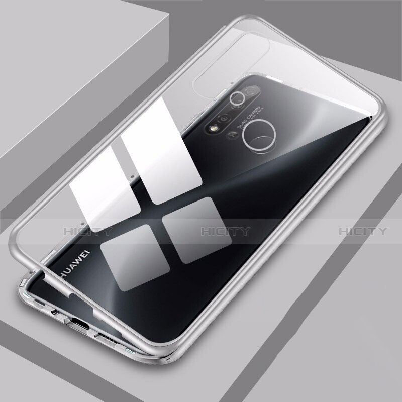 Coque Rebord Bumper Luxe Aluminum Metal Miroir 360 Degres Housse Etui Aimant T06 pour Huawei Nova 5i Blanc Plus