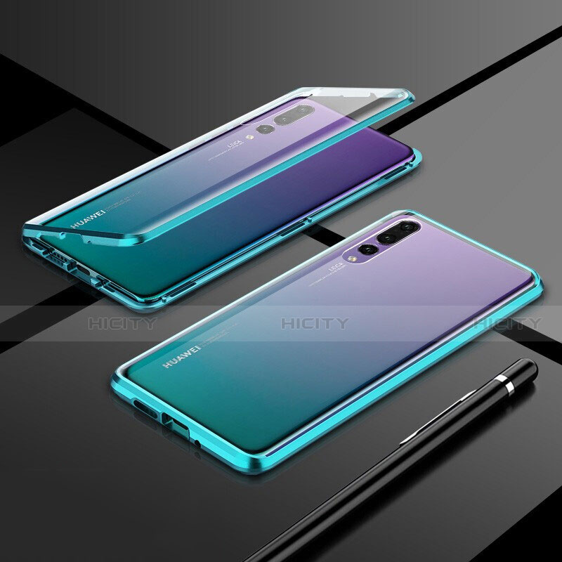 Coque Rebord Bumper Luxe Aluminum Metal Miroir 360 Degres Housse Etui Aimant T06 pour Huawei P20 Pro Vert Plus