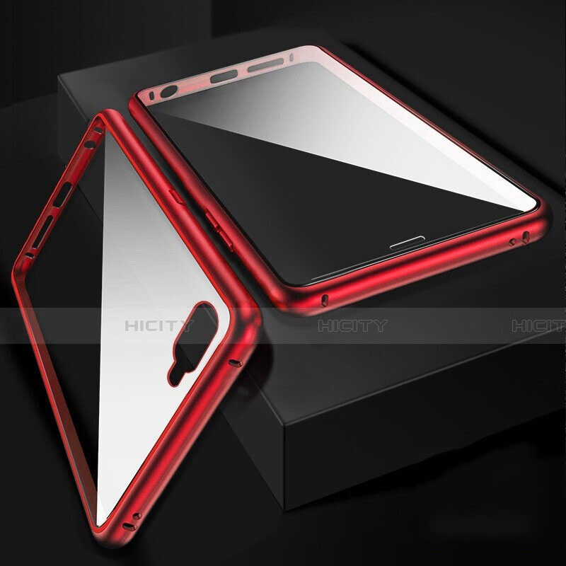 Coque Rebord Bumper Luxe Aluminum Metal Miroir 360 Degres Housse Etui Aimant T06 pour Oppo K1 Rouge Plus