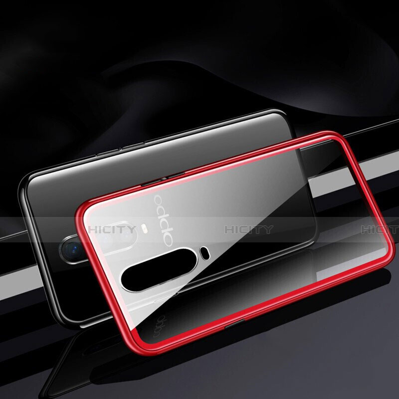 Coque Rebord Bumper Luxe Aluminum Metal Miroir 360 Degres Housse Etui Aimant T06 pour Oppo R17 Pro Rouge Plus