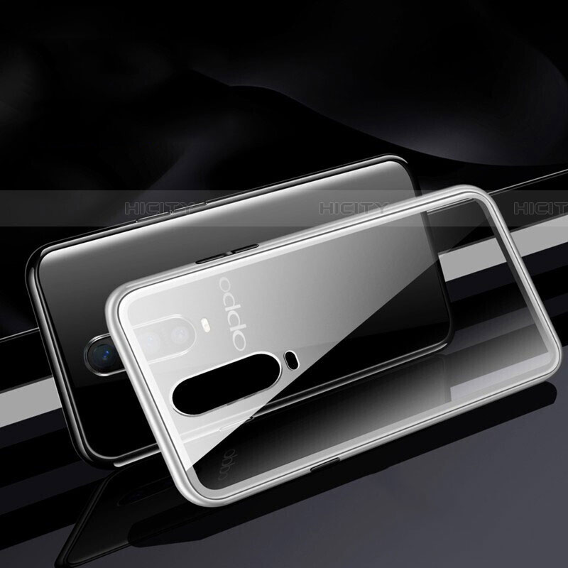 Coque Rebord Bumper Luxe Aluminum Metal Miroir 360 Degres Housse Etui Aimant T06 pour Oppo RX17 Pro Blanc Plus