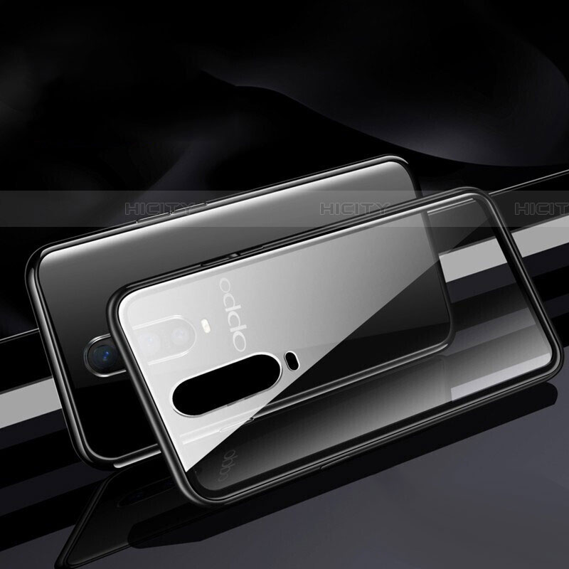 Coque Rebord Bumper Luxe Aluminum Metal Miroir 360 Degres Housse Etui Aimant T06 pour Oppo RX17 Pro Noir Plus