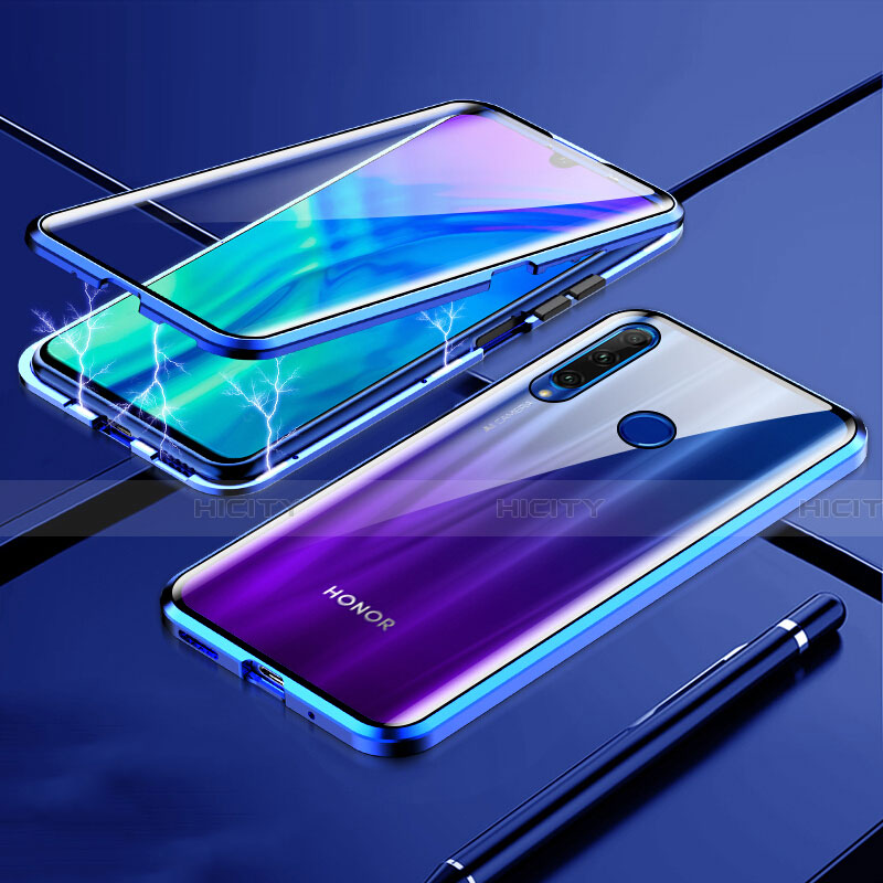 Coque Rebord Bumper Luxe Aluminum Metal Miroir 360 Degres Housse Etui Aimant T07 pour Huawei Honor 20E Bleu Plus