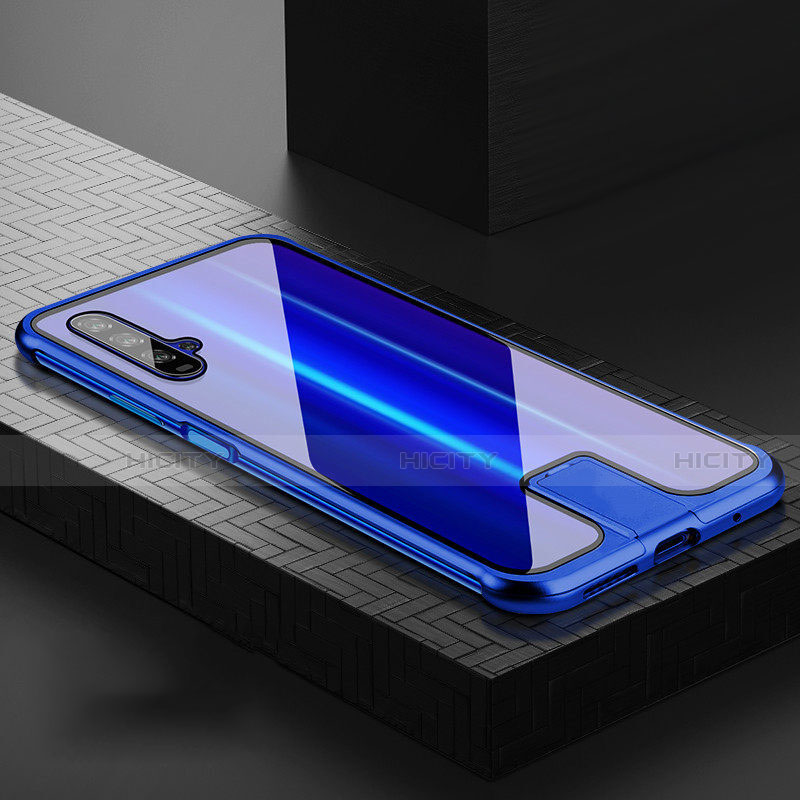 Coque Rebord Bumper Luxe Aluminum Metal Miroir 360 Degres Housse Etui Aimant T07 pour Huawei Honor 20S Bleu Plus