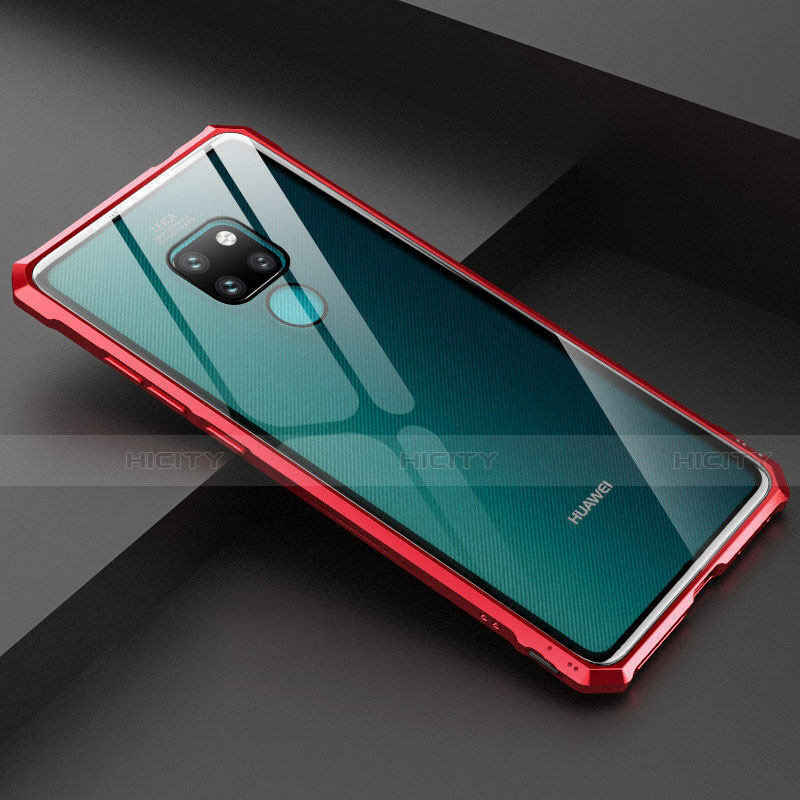 Coque Rebord Bumper Luxe Aluminum Metal Miroir 360 Degres Housse Etui Aimant T07 pour Huawei Mate 20 Rouge Plus