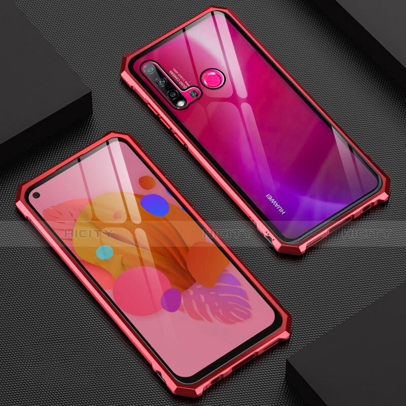 Coque Rebord Bumper Luxe Aluminum Metal Miroir 360 Degres Housse Etui Aimant T07 pour Huawei Nova 5i Rouge Plus