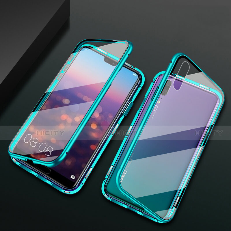 Coque Rebord Bumper Luxe Aluminum Metal Miroir 360 Degres Housse Etui Aimant T07 pour Huawei P20 Plus