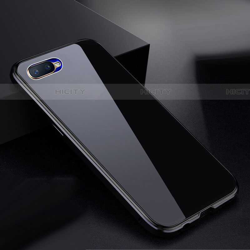 Coque Rebord Bumper Luxe Aluminum Metal Miroir 360 Degres Housse Etui Aimant T07 pour Oppo R17 Neo Noir Plus