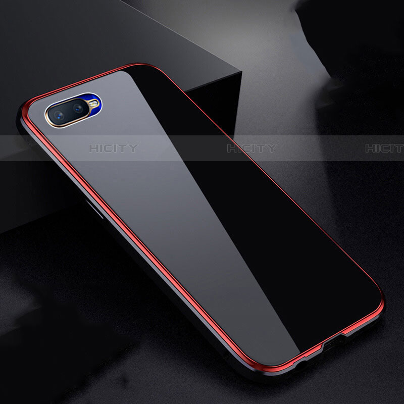 Coque Rebord Bumper Luxe Aluminum Metal Miroir 360 Degres Housse Etui Aimant T07 pour Oppo R17 Neo Rouge Plus