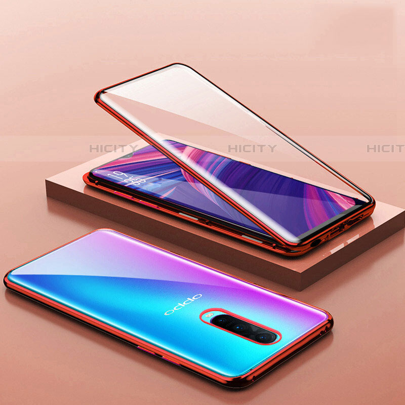 Coque Rebord Bumper Luxe Aluminum Metal Miroir 360 Degres Housse Etui Aimant T07 pour Oppo RX17 Pro Rouge Plus