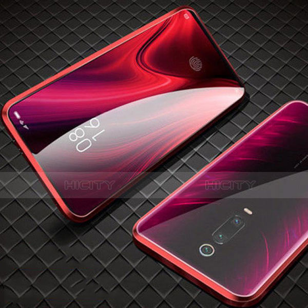 Coque Rebord Bumper Luxe Aluminum Metal Miroir 360 Degres Housse Etui Aimant T07 pour Xiaomi Mi 9T Pro Rouge Plus