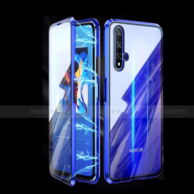 Coque Rebord Bumper Luxe Aluminum Metal Miroir 360 Degres Housse Etui Aimant T08 pour Huawei Honor 20 Plus