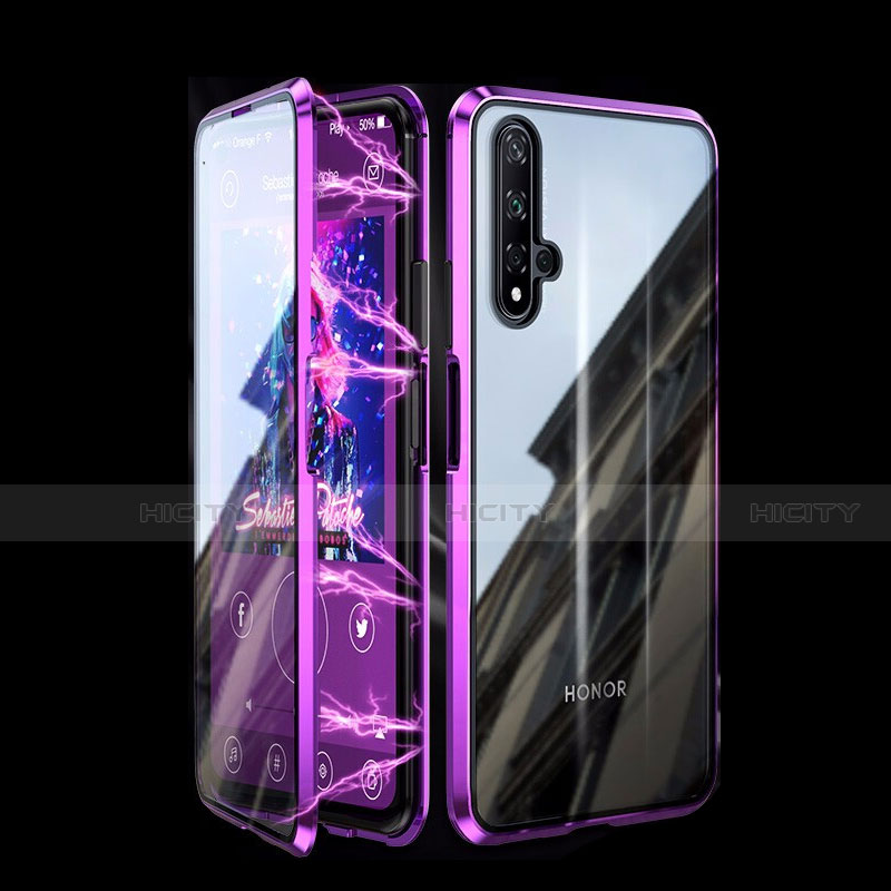 Coque Rebord Bumper Luxe Aluminum Metal Miroir 360 Degres Housse Etui Aimant T08 pour Huawei Honor 20 Plus