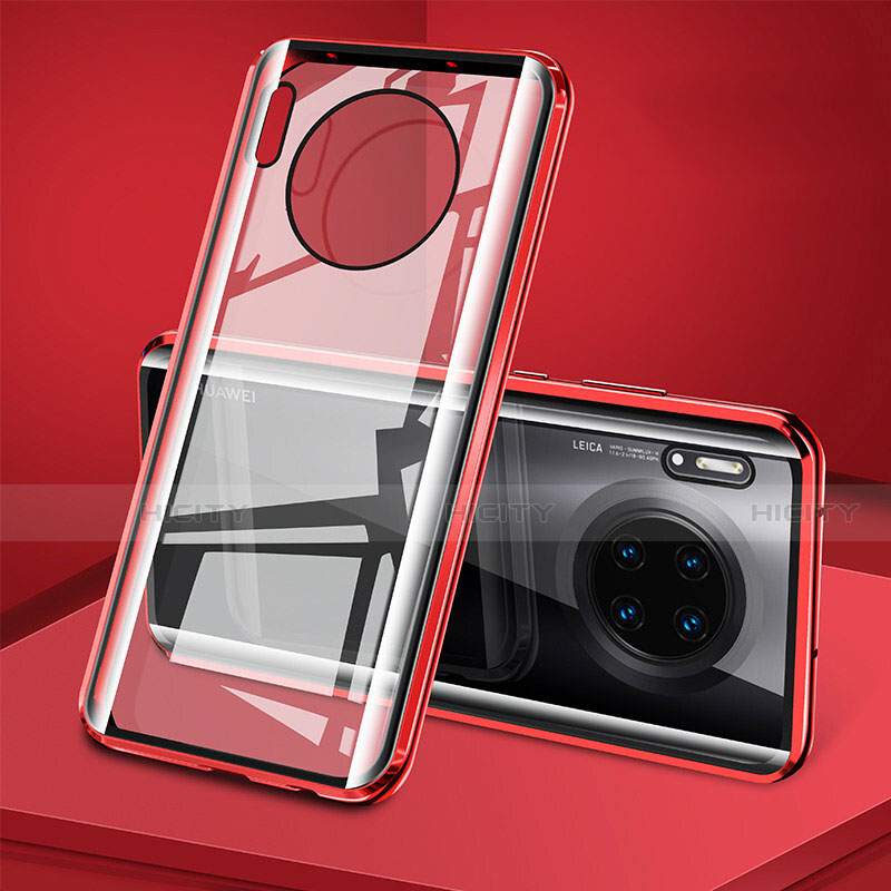 Coque Rebord Bumper Luxe Aluminum Metal Miroir 360 Degres Housse Etui Aimant T08 pour Huawei Mate 30 Plus