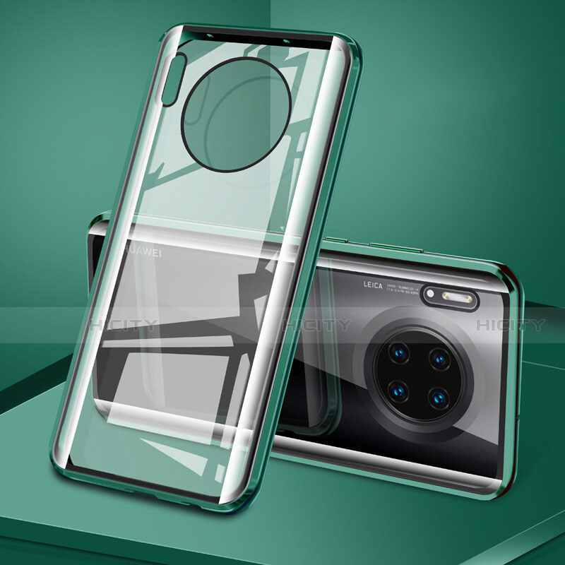 Coque Rebord Bumper Luxe Aluminum Metal Miroir 360 Degres Housse Etui Aimant T08 pour Huawei Mate 30 Pro 5G Vert Plus