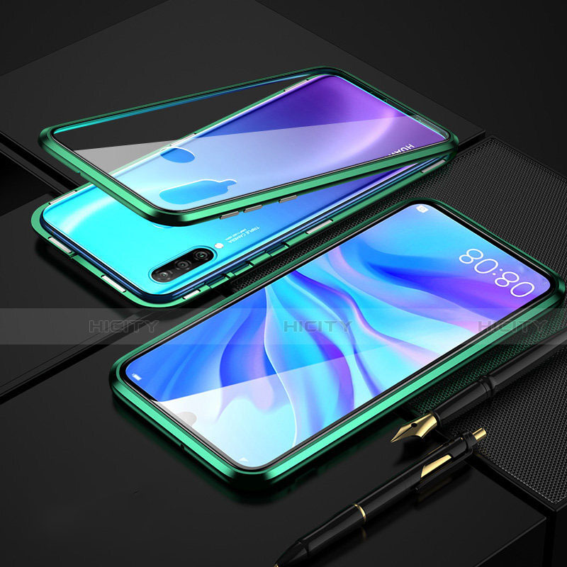 Coque Rebord Bumper Luxe Aluminum Metal Miroir 360 Degres Housse Etui Aimant T08 pour Huawei Nova 4e Vert Plus