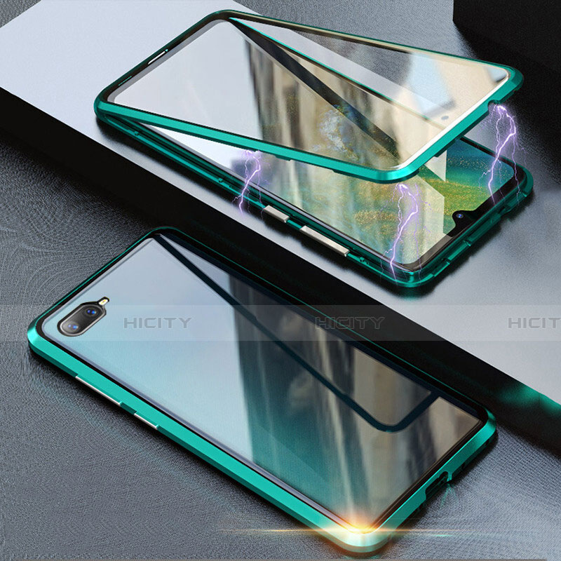 Coque Rebord Bumper Luxe Aluminum Metal Miroir 360 Degres Housse Etui Aimant T08 pour Oppo R15X Plus