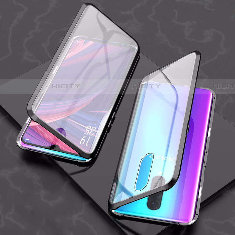 Coque Rebord Bumper Luxe Aluminum Metal Miroir 360 Degres Housse Etui Aimant T08 pour Oppo RX17 Pro Noir Plus