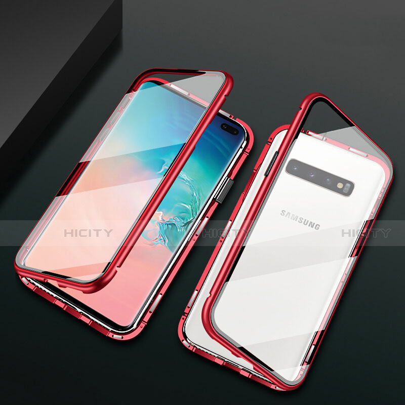 Coque Rebord Bumper Luxe Aluminum Metal Miroir 360 Degres Housse Etui Aimant T08 pour Samsung Galaxy S10 Plus Plus