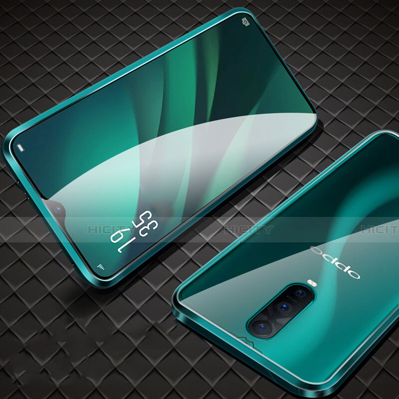 Coque Rebord Bumper Luxe Aluminum Metal Miroir 360 Degres Housse Etui Aimant T09 pour Oppo R17 Pro Vert Plus