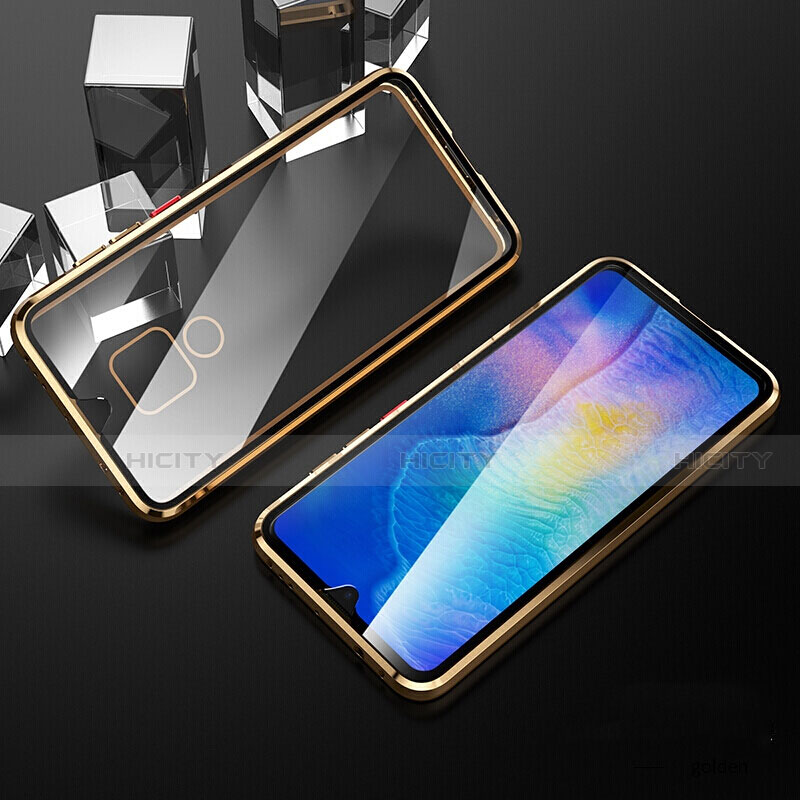 Coque Rebord Bumper Luxe Aluminum Metal Miroir 360 Degres Housse Etui Aimant T10 pour Huawei Mate 20 Plus