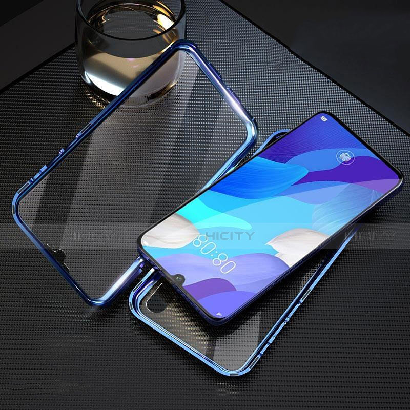 Coque Rebord Bumper Luxe Aluminum Metal Miroir 360 Degres Housse Etui Aimant T11 pour Huawei Nova 5 Pro Bleu Plus