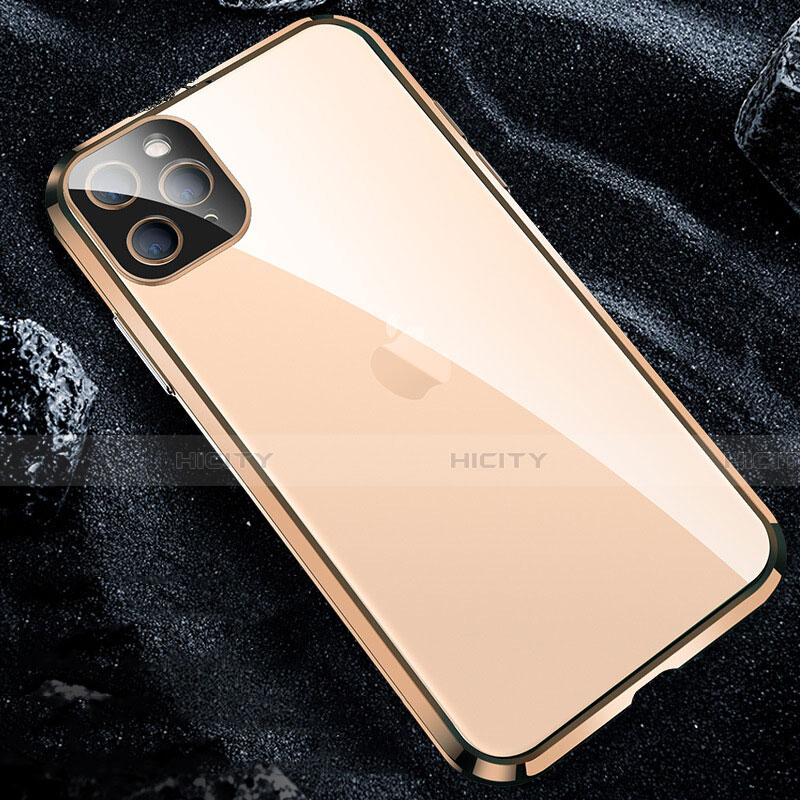 Coque Rebord Bumper Luxe Aluminum Metal Miroir 360 Degres Housse Etui Aimant T12 pour Apple iPhone 11 Pro Or Plus