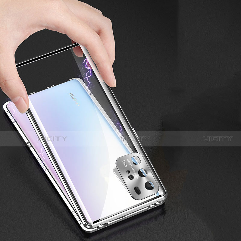 Coque Rebord Bumper Luxe Aluminum Metal Miroir 360 Degres Housse Etui Aimant T12 pour Huawei P40 Pro Plus