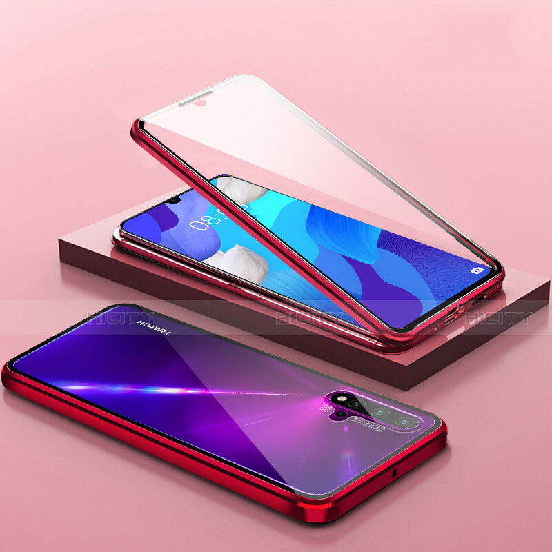 Coque Rebord Bumper Luxe Aluminum Metal Miroir 360 Degres Housse Etui Aimant T14 pour Huawei Nova 5 Plus