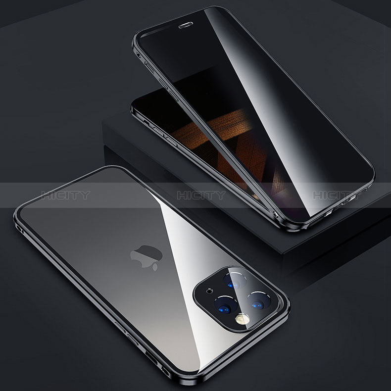 Coque Rebord Bumper Luxe Aluminum Metal Miroir 360 Degres Housse Etui Aimant Z05 pour Apple iPhone 14 Pro Plus