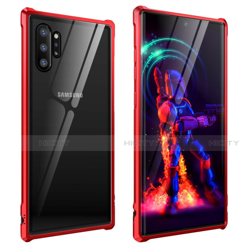 Coque Rebord Bumper Luxe Aluminum Metal Miroir 360 Degres Housse Etui G01 pour Samsung Galaxy Note 10 Plus 5G Rouge Plus