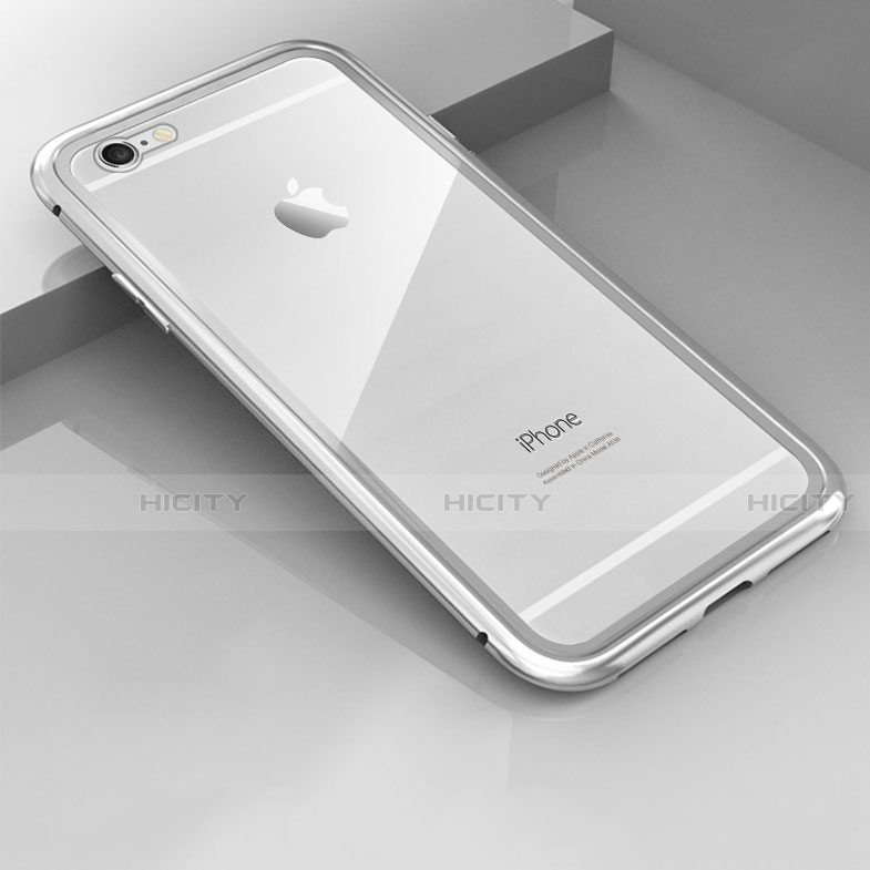 Coque Rebord Bumper Luxe Aluminum Metal Miroir 360 Degres Housse Etui M01 pour Apple iPhone 6 Argent Plus