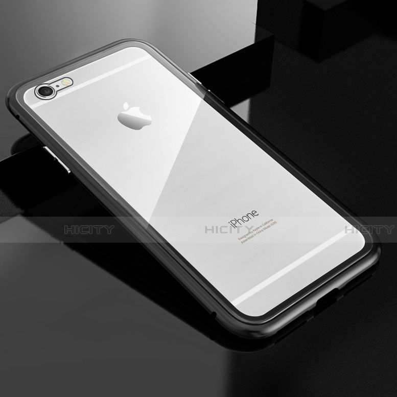 Coque Rebord Bumper Luxe Aluminum Metal Miroir 360 Degres Housse Etui M01 pour Apple iPhone 6S Noir Plus